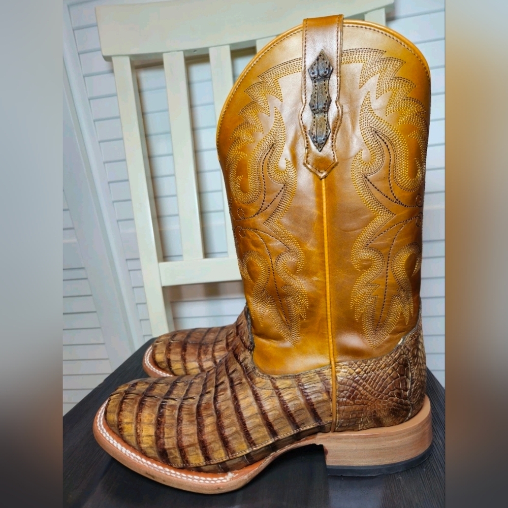 Cody James Exotic Caiman Tail Skin Western Boot Square Toe BECJSP21L11 Mn Sz 10